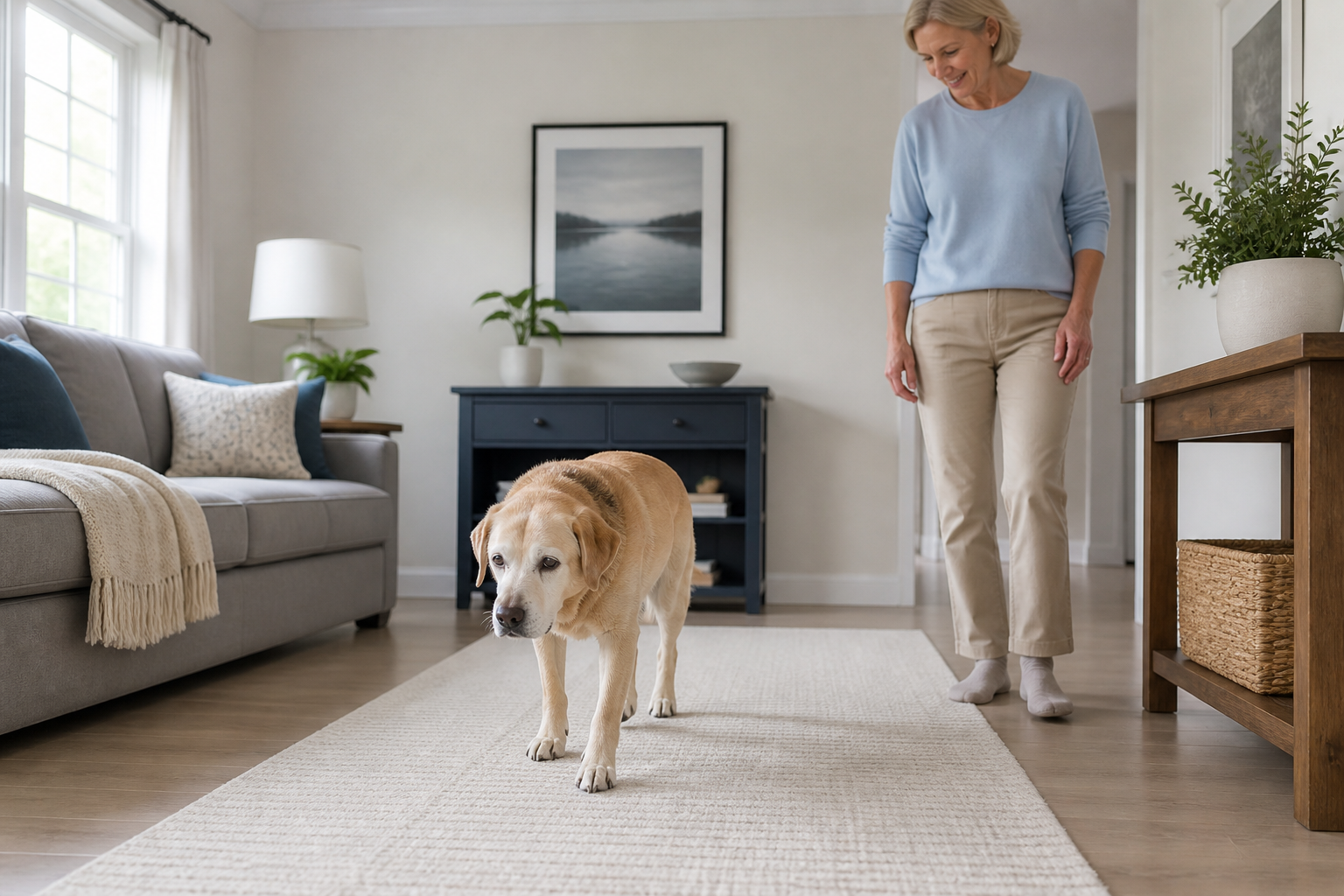 Hogar seguro y bien iluminado para un perro senior con baja visión